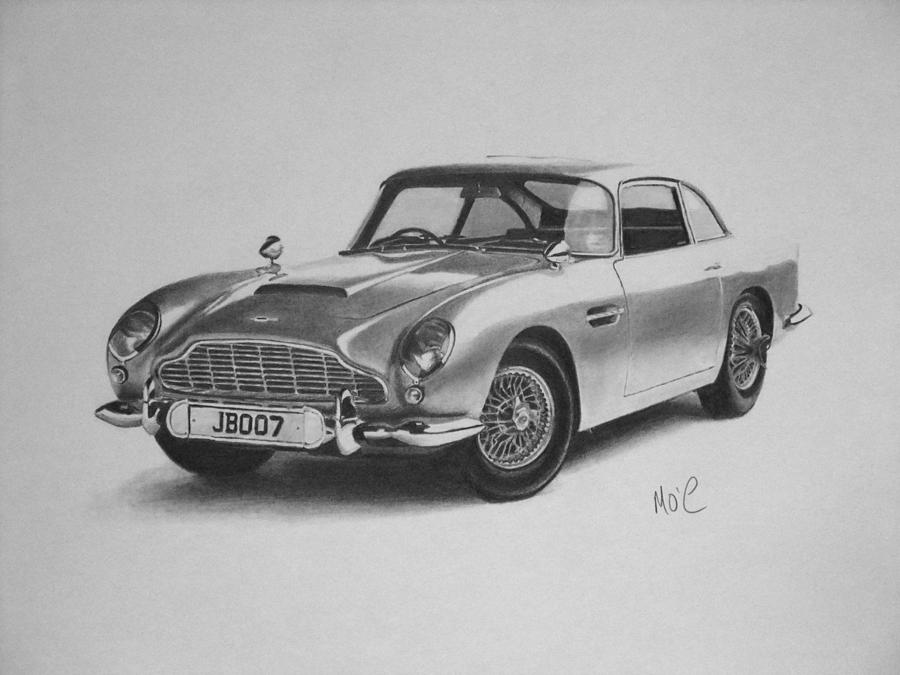 Car Drawing - Aston Martin by Mike OConnell