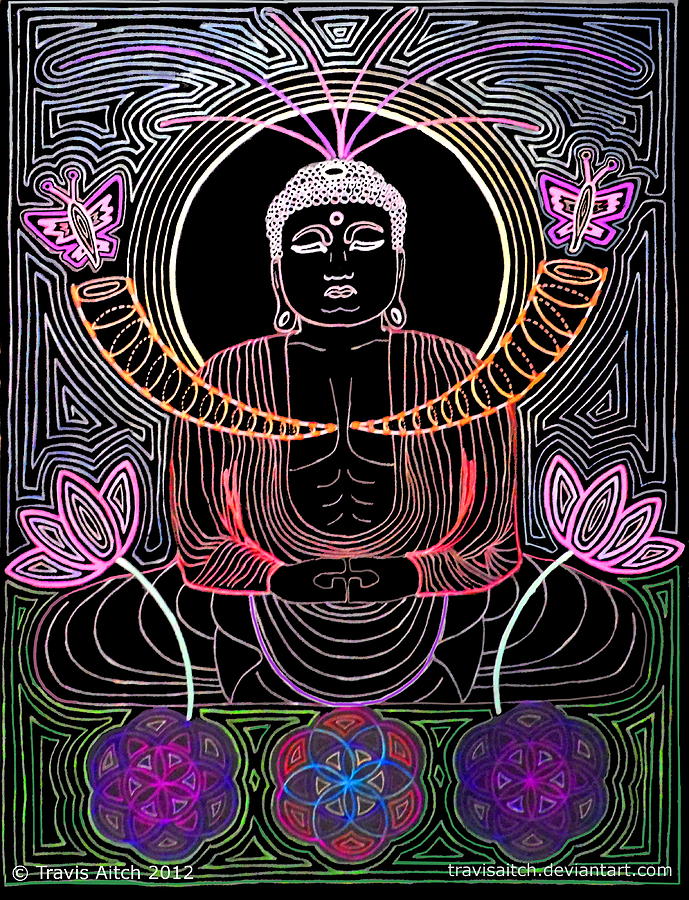 Buddha Drawing - Astral Body Eclipse by Travis Hunt
