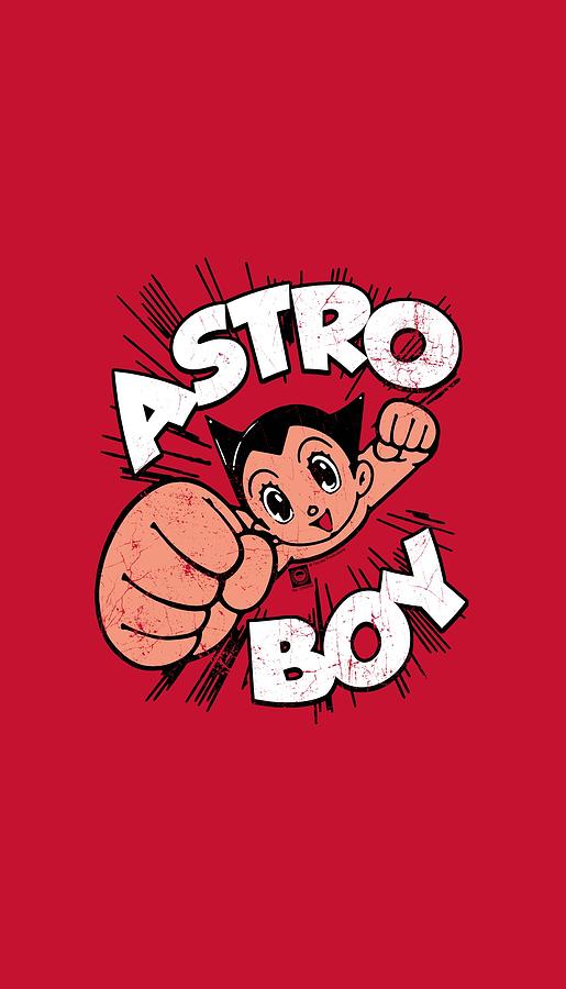 Red Background Digital Art - Astro Boy - Flying by Brand A