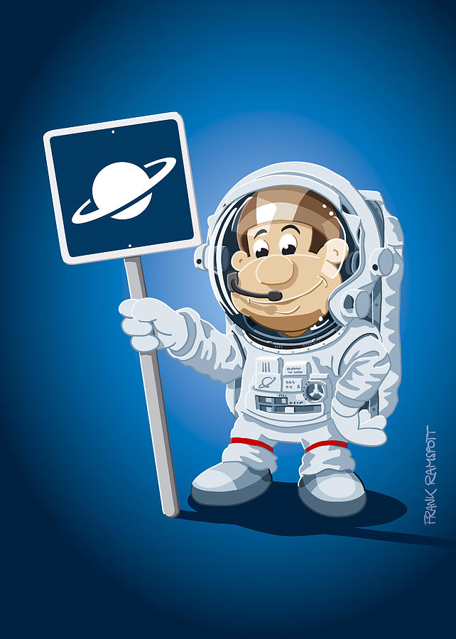 Sign Digital Art - Astronaut Cartoon Man by Frank Ramspott