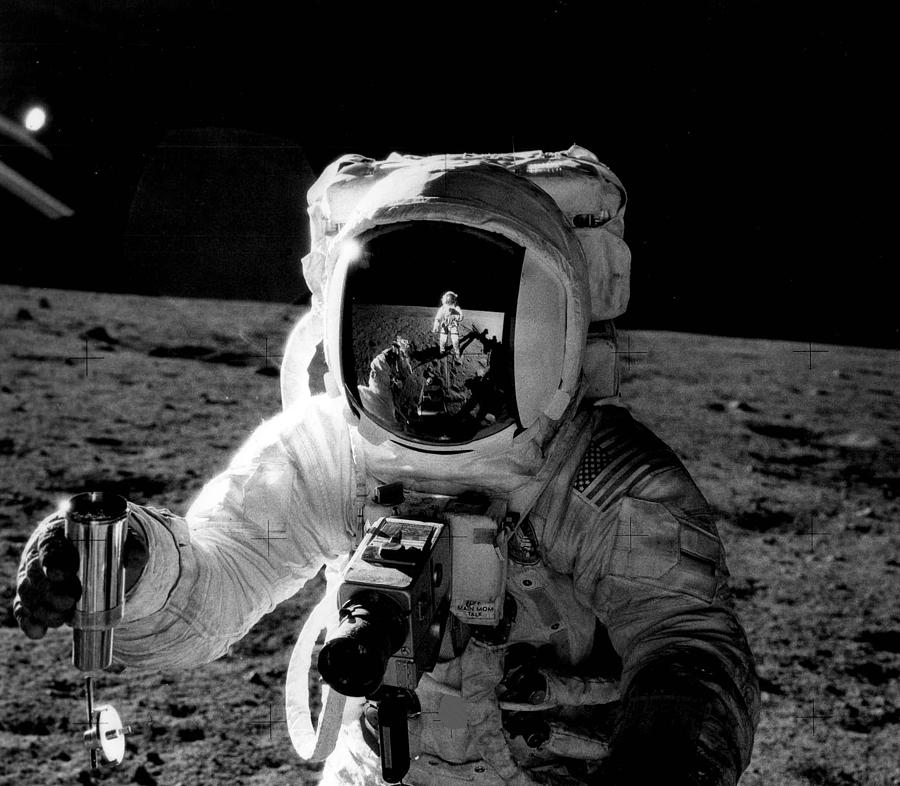 Vintage Photograph - Astronaut on the moon by Retro Images Archive