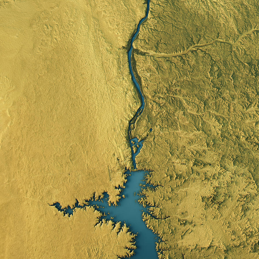 Aswan Dam Topographic Map Natural Color Top View Photograph by FrankRamspott