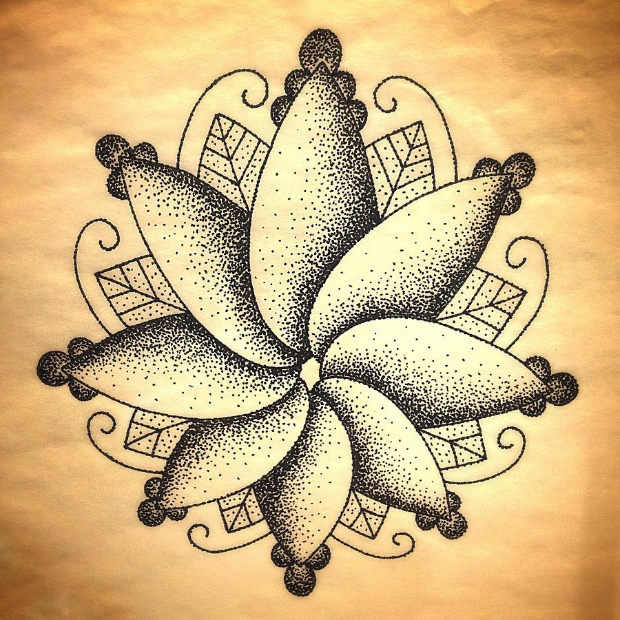 Asymmetric flower in dots Drawing by Noah Babcock Fine Art America