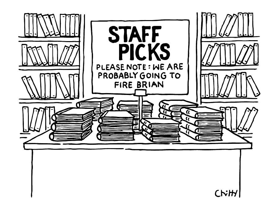 At A Bookstore Drawing by Tom Chitty