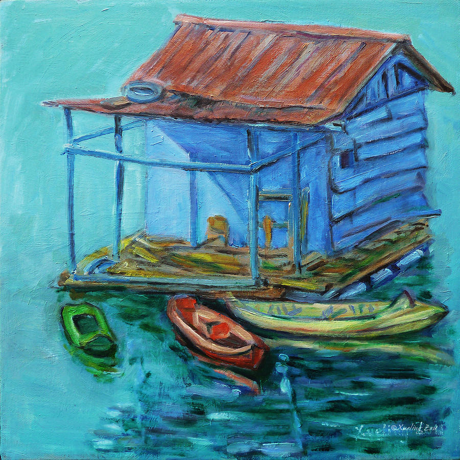 At Boat House Painting by Xueling Zou