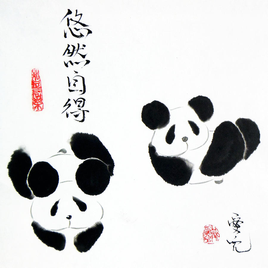 Panda Painting - At Ease  by Oiyee At Oystudio