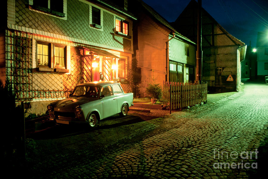 Car Photograph - At night in Thuringia village Germany by Stephan Pietzko