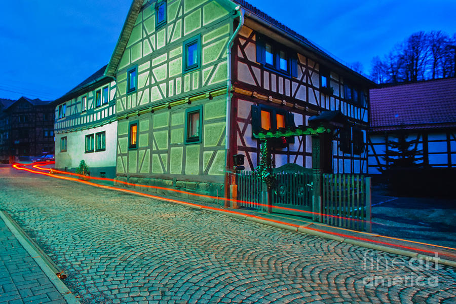 City Photograph - At night in Thuringia village Germay by Stephan Pietzko