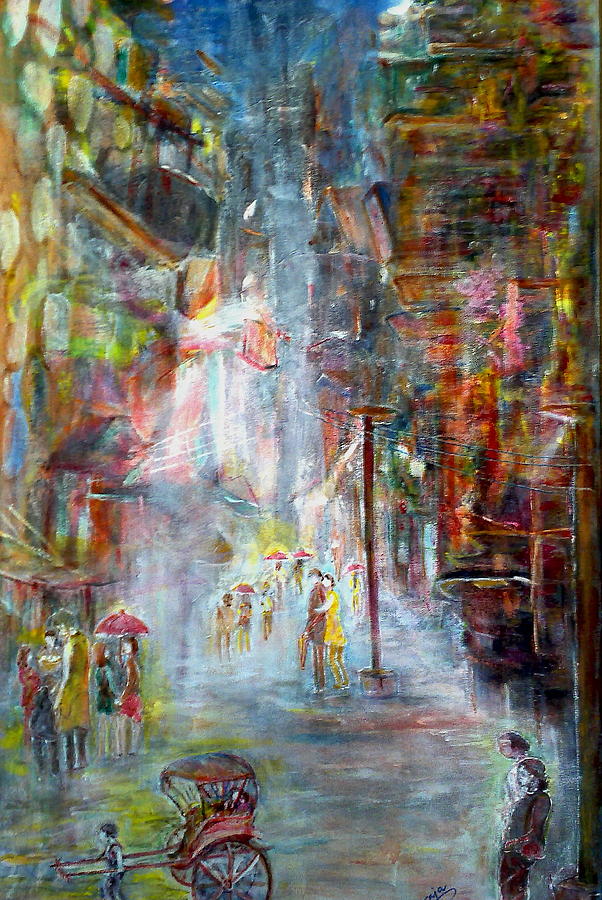 When rain just stopped at north Kolkata Painting by Subrata Bose