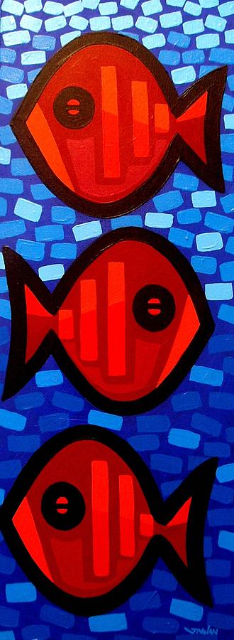 Fish. Psychedelic Painting - At Sleep Three Fish by John  Nolan