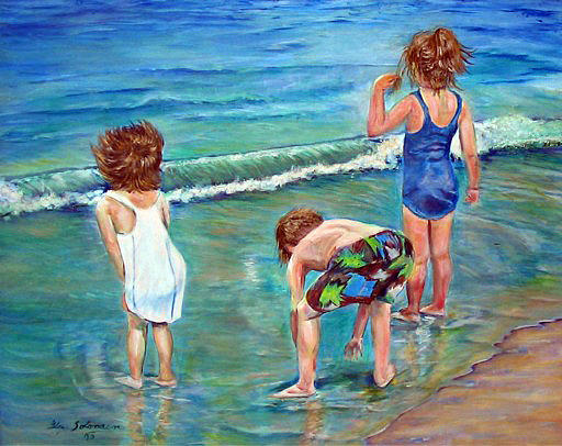 At The Beach Painting by Gladiola Sotomayor