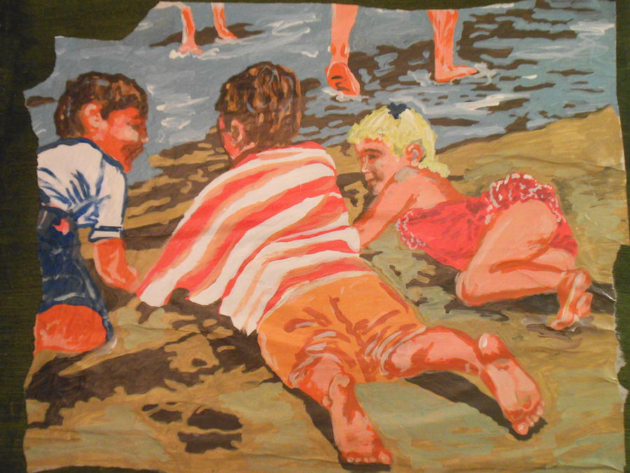 At the beach Painting by Lora Bradshaw