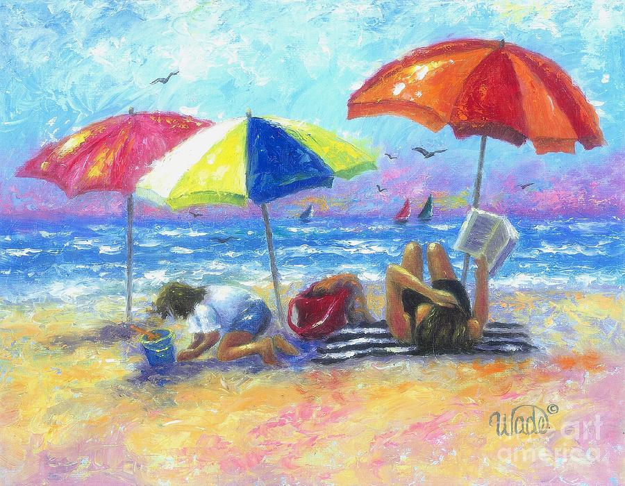 At the Beach With Mom Painting by Vickie Wade - Fine Art America