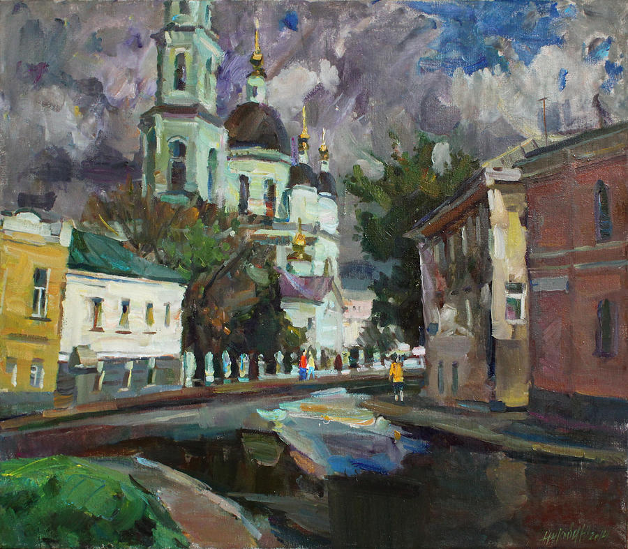 At the church Sergius in Moscow Painting by Juliya Zhukova