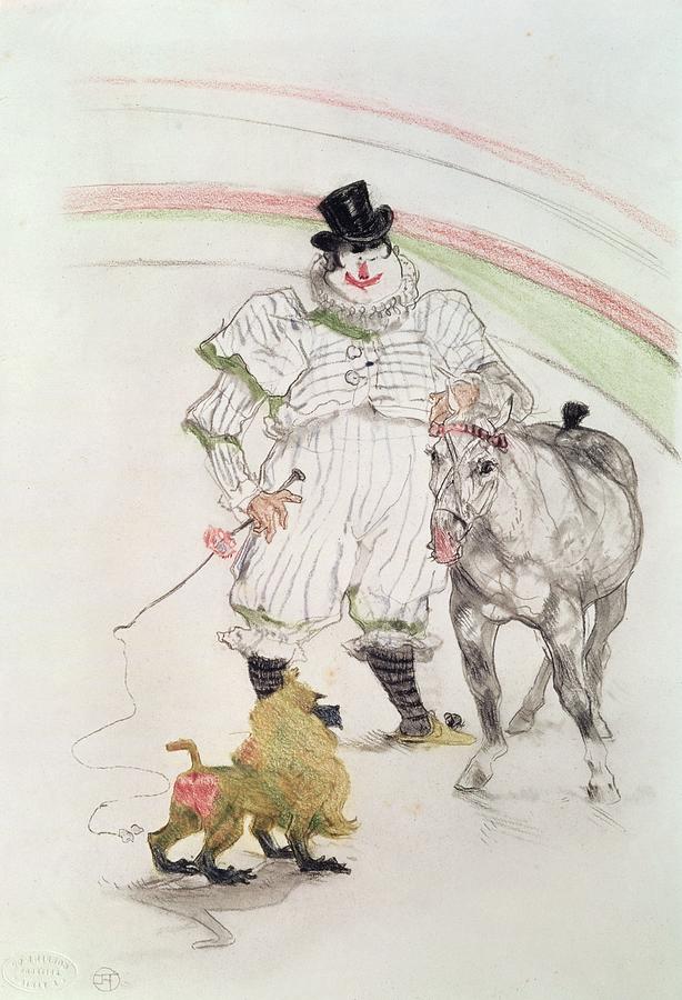 At The Circus Performing Horse And Monkey, 1899 Chalk, Crayons And Graphite Photograph by Henri de Toulouse-Lautrec