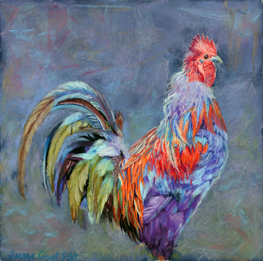 Rooster Painting - At the Crack of Dawn by Joanne Grant