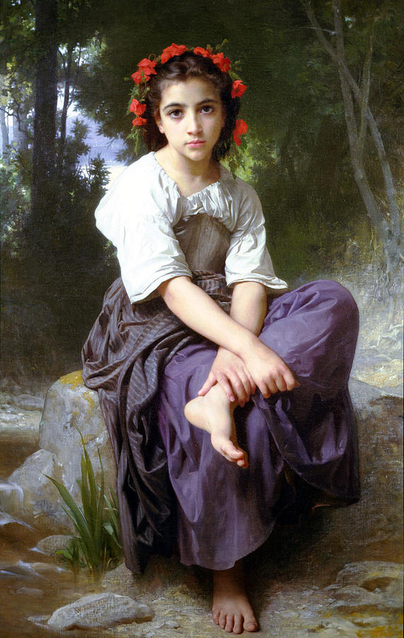 Tree Digital Art - At The Edge of The Rock by William Bouguereau