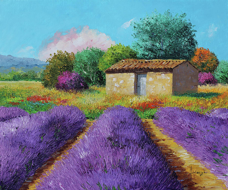 At The End Of The Lavender Field Painting by MGL Meiklejohn Graphics Licensing