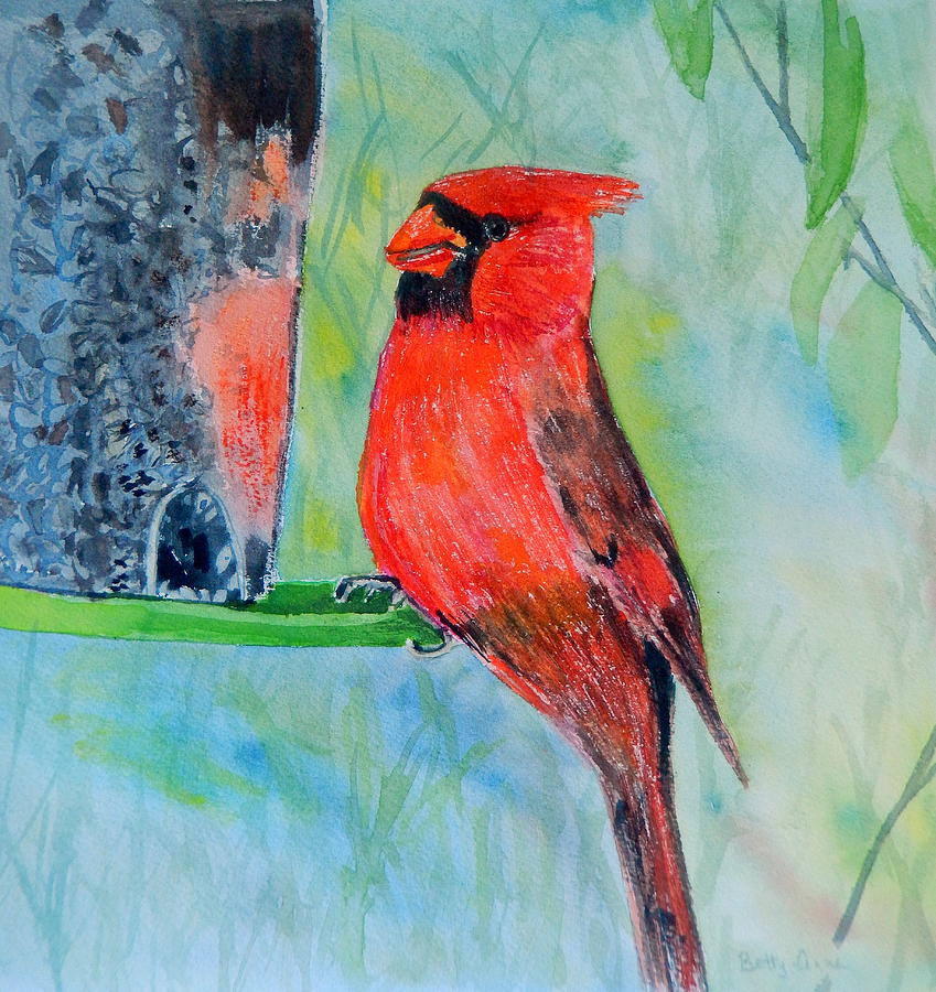 At the Feeder Painting by Betty-Anne McDonald