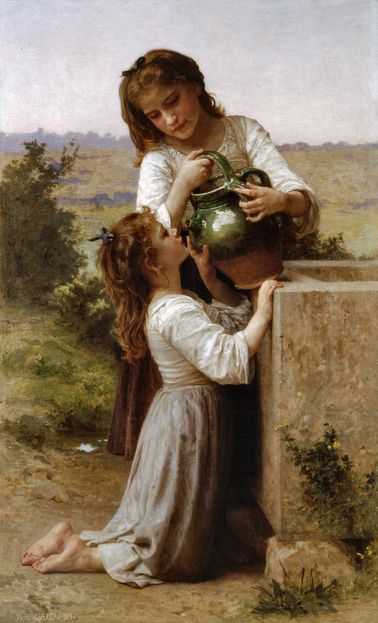At the Fountain Digital Art by William Bouguereau