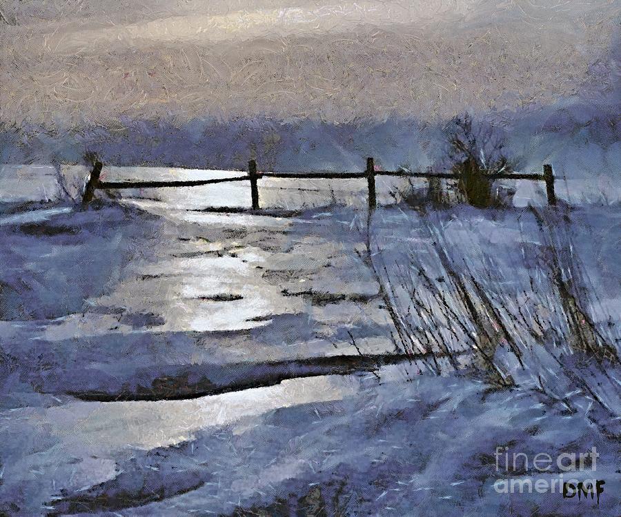 Winter Painting - At the frozen lake by Dragica  Micki Fortuna