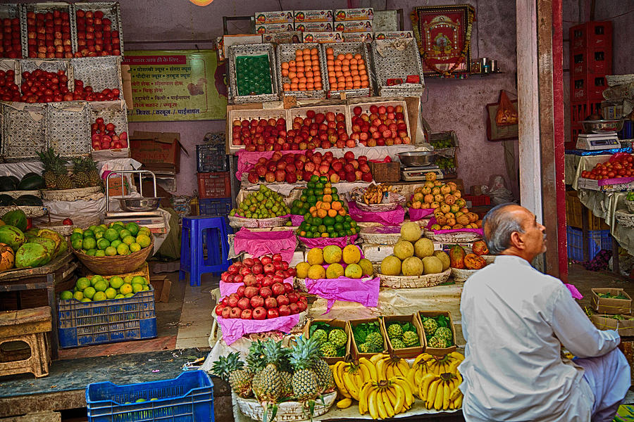 At the Fruit and Vegetable Market in India  Photograph by John Hoey