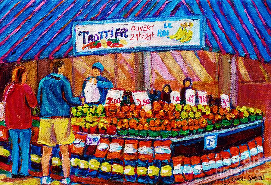 Fruit Painting - At The Fruit Market Marche Jean Talon Montreal Urban Scenes Carole Spandau by Carole Spandau
