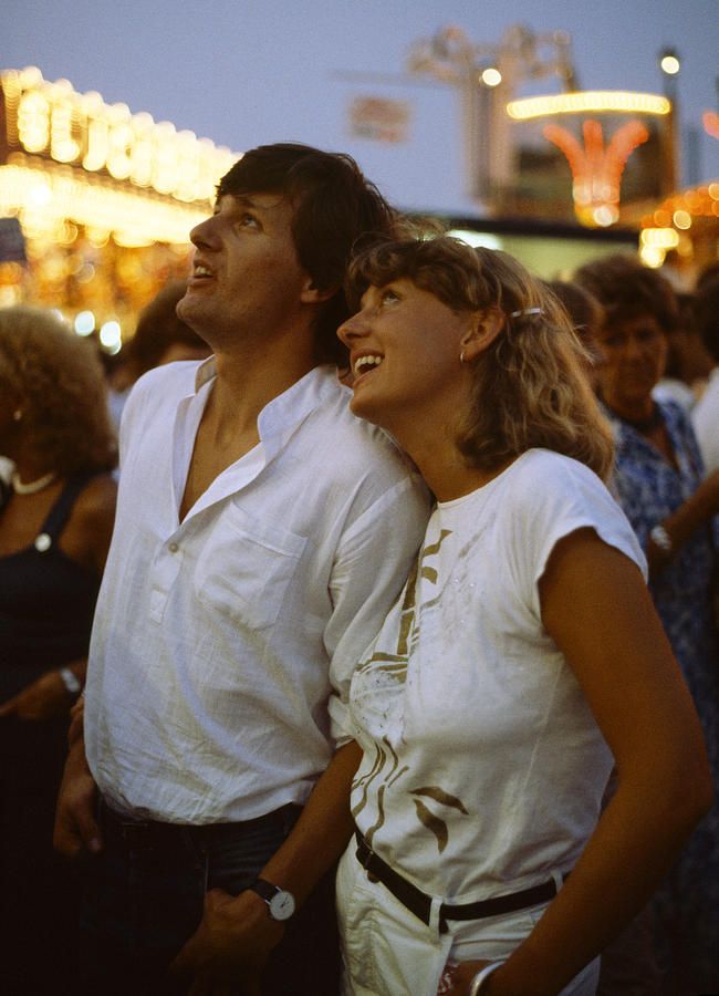 Couple Photograph - At the Funfair 1980s by David Davies