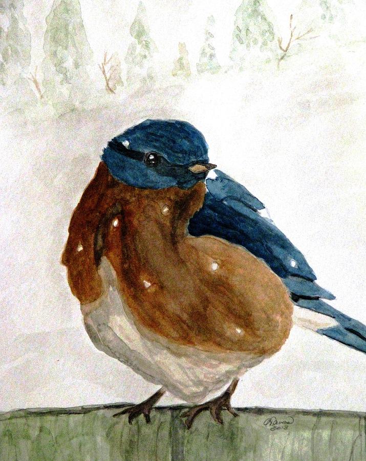 Bluebird At The Garden Gate Painting by Angela Davies