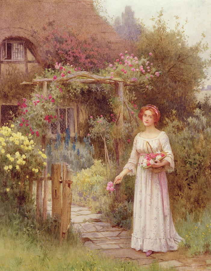 Flower Drawing - At The Garden Gate by William Affleck