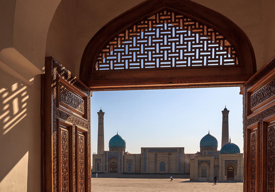 At the Khast Imam complex, Tashkent Photograph by Frans Sellies At the Khast Imam complex, Tashkent Photograph by Frans Sellies