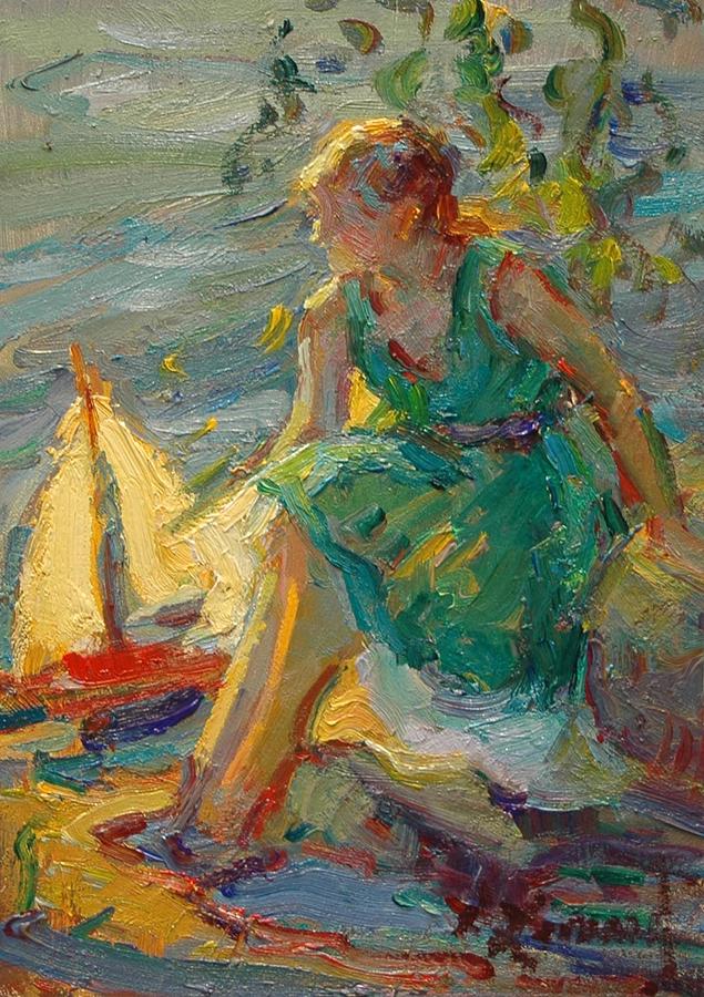 Boat Painting - At The Lake by Diane Leonard