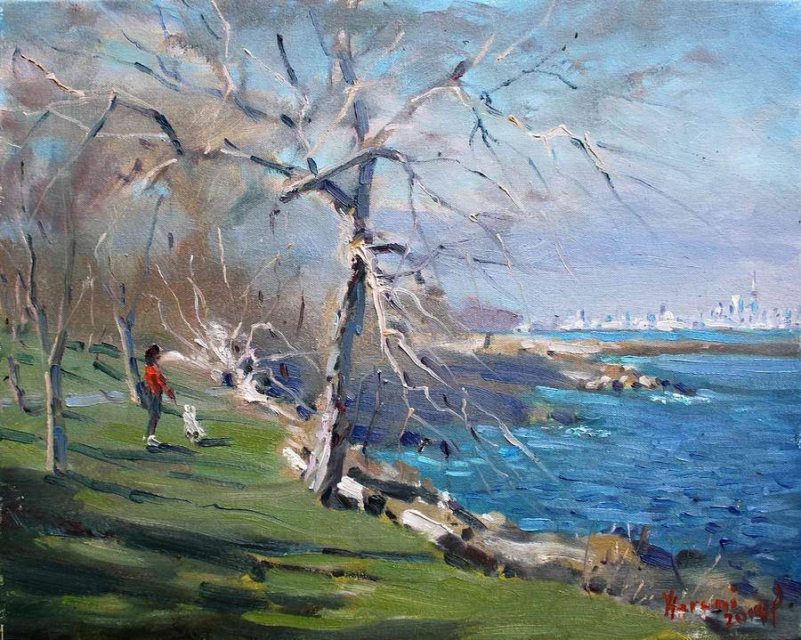 At the park by Lake Ontario Painting by Ylli Haruni
