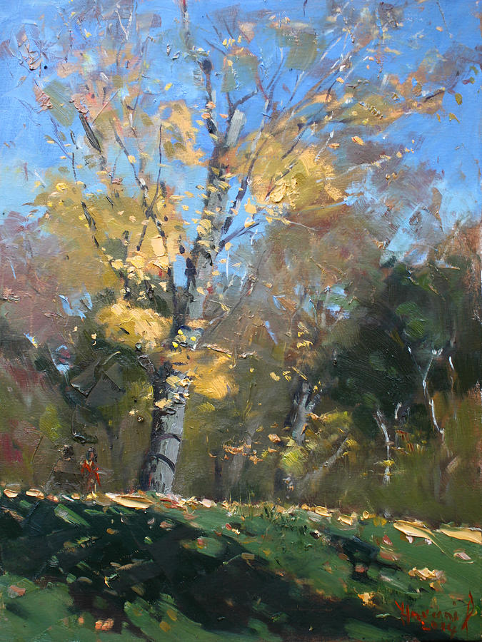 Fall Painting - At the Park by Ylli Haruni