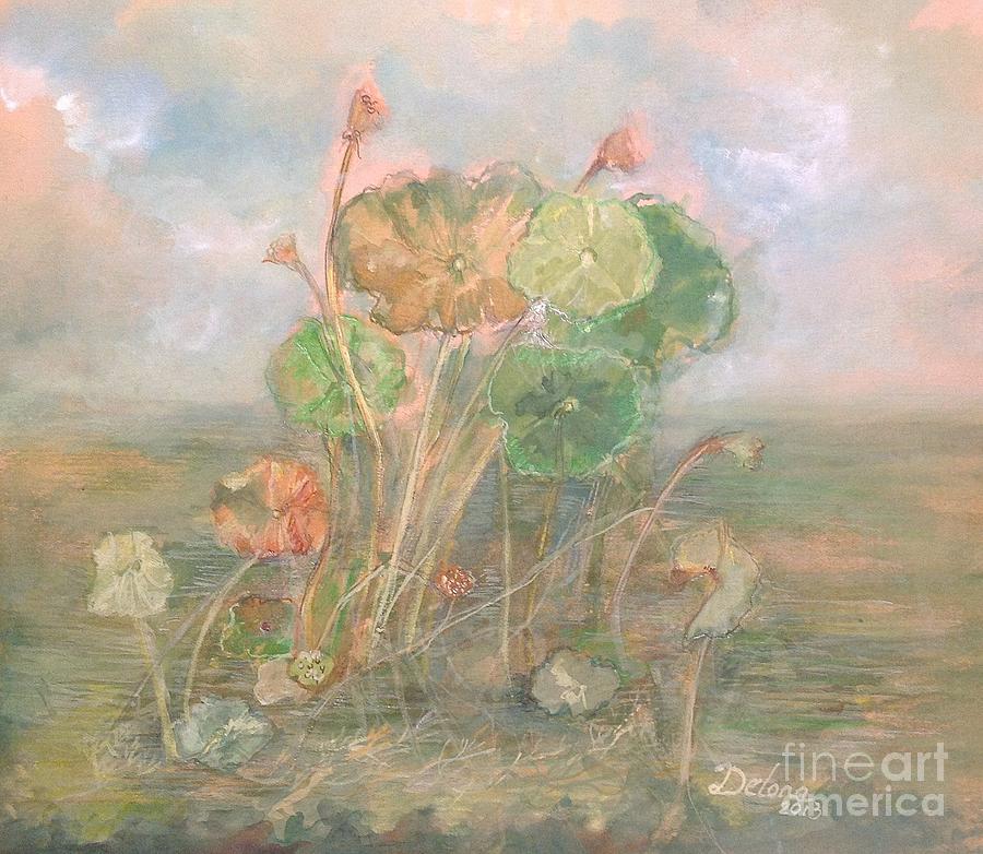 At the pond Painting by Delona Seserman