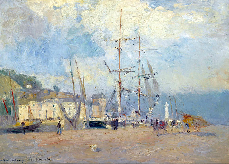 At the Port at Honfleur Painting by Albert Lebourg