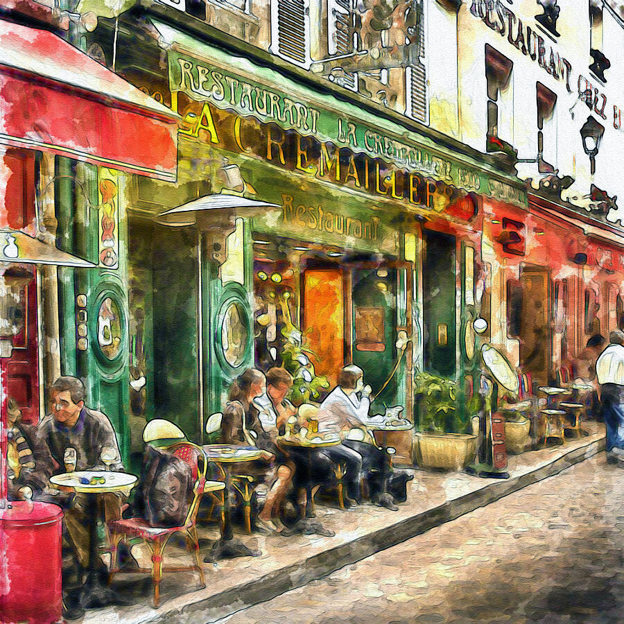 At the Restaurant in Paris Painting by Marian Voicu