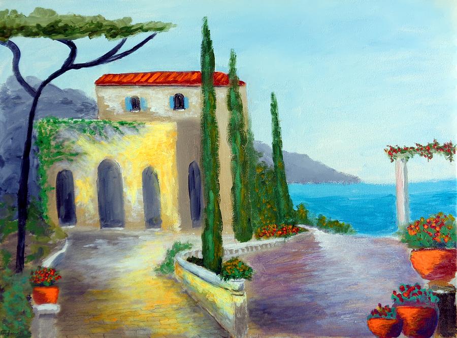 At The Seaside Amalfi Painting by Larry Cirigliano