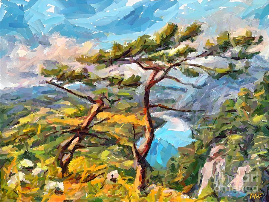 Landscape Painting - At the top of the mountain by Dragica  Micki Fortuna
