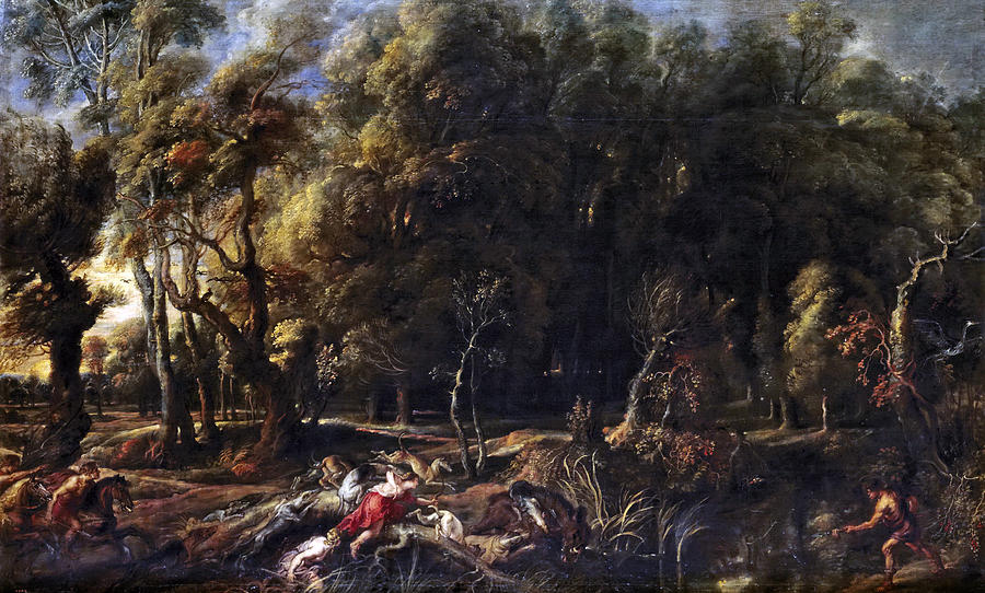 Atalanta and Meleager hunting the Calydonian Boar Painting by Peter Paul Rubens