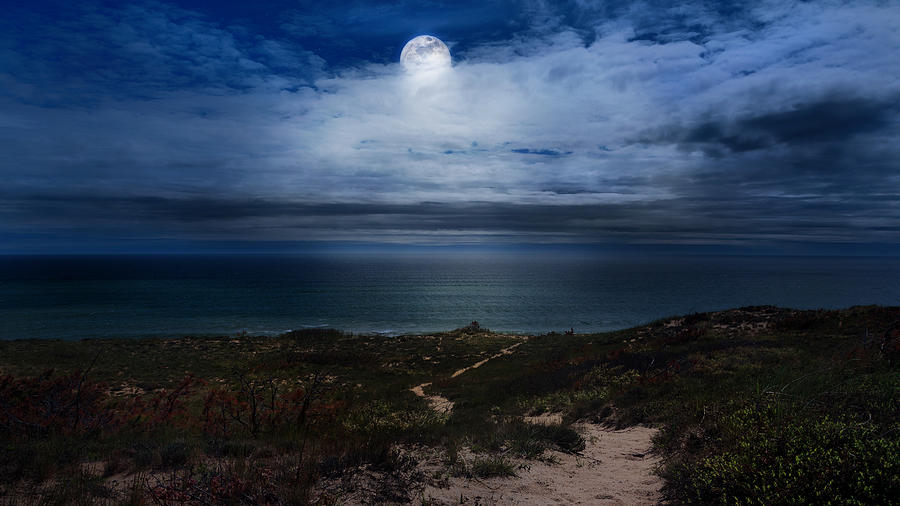 Moon Photograph - Atlantic Moon by Bill Wakeley