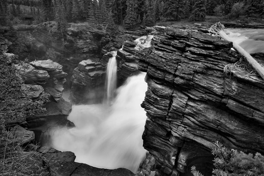 Athabasca Falls - Black and White #2 Photograph by Stuart Litoff