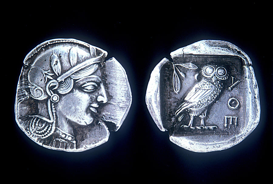 Athena owl coin Photograph by Andonis Katanos