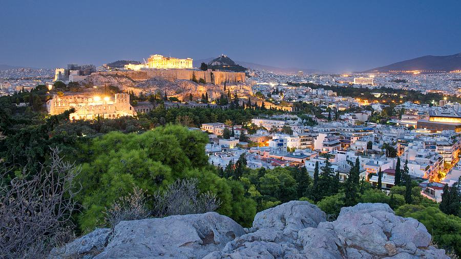 Athens at night Photograph by Stephen Taylor