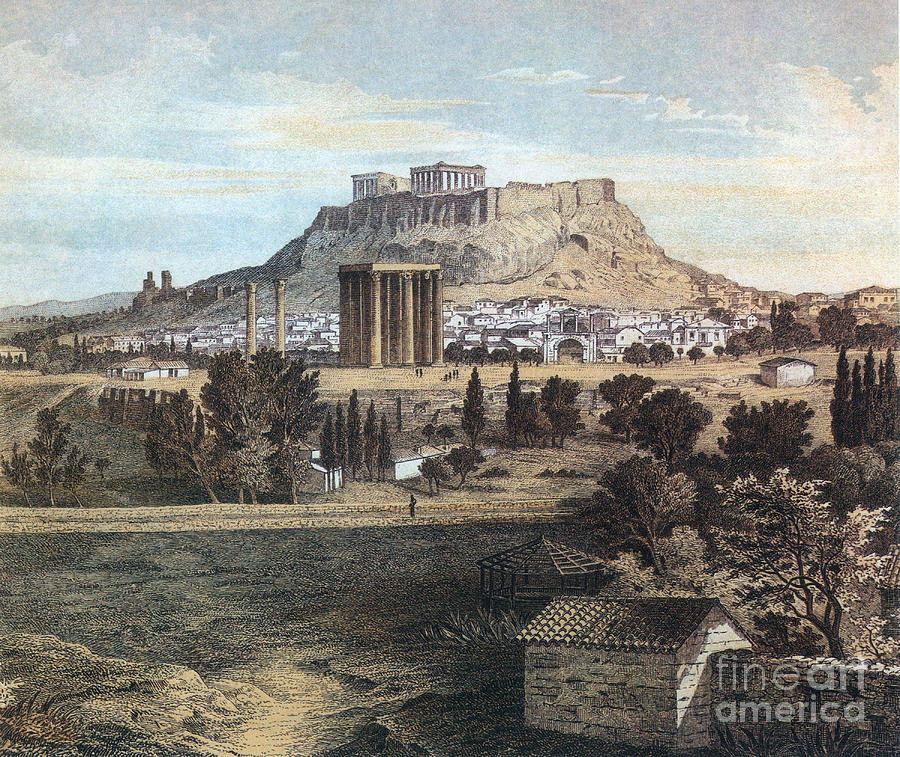Greek Photograph - Athens With The Acropolis by Photo Researchers