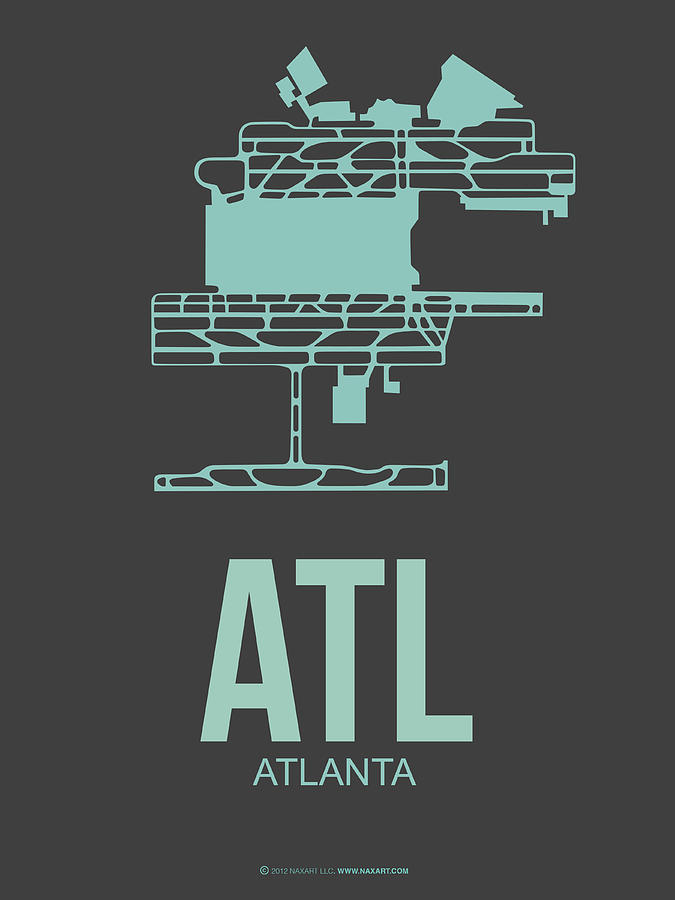 Atlanta Digital Art - ATL Atlanta Airport Poster 2 by Naxart Studio