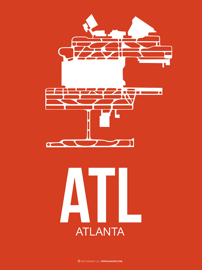 Atlanta Digital Art - ATL Atlanta Airport Poster 3 by Naxart Studio