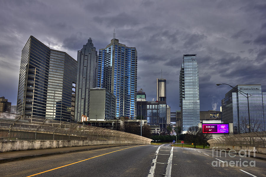 Atlanta Downtown Skyline Spring Street Reflections Photograph by Reid Callaway