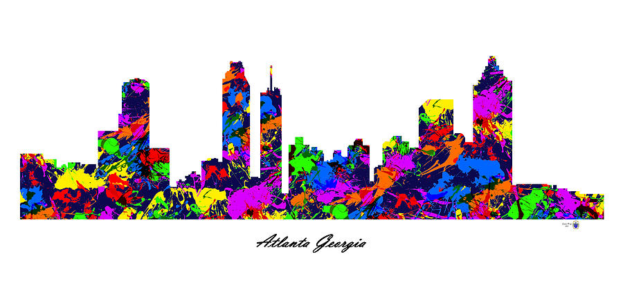 Atlanta Georgia Paint Splatter Skyline Digital Art by Gregory Murray