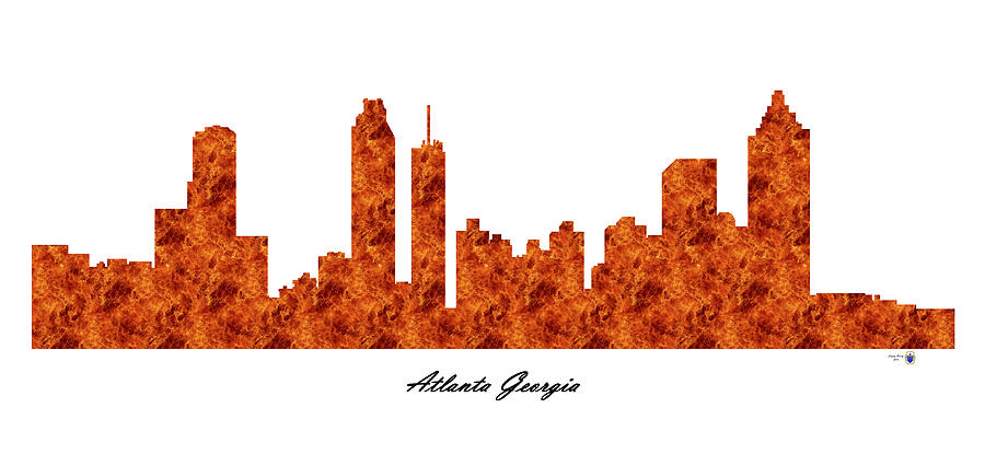 Atlanta Georgia Raging Fire Skyline Digital Art by Gregory Murray